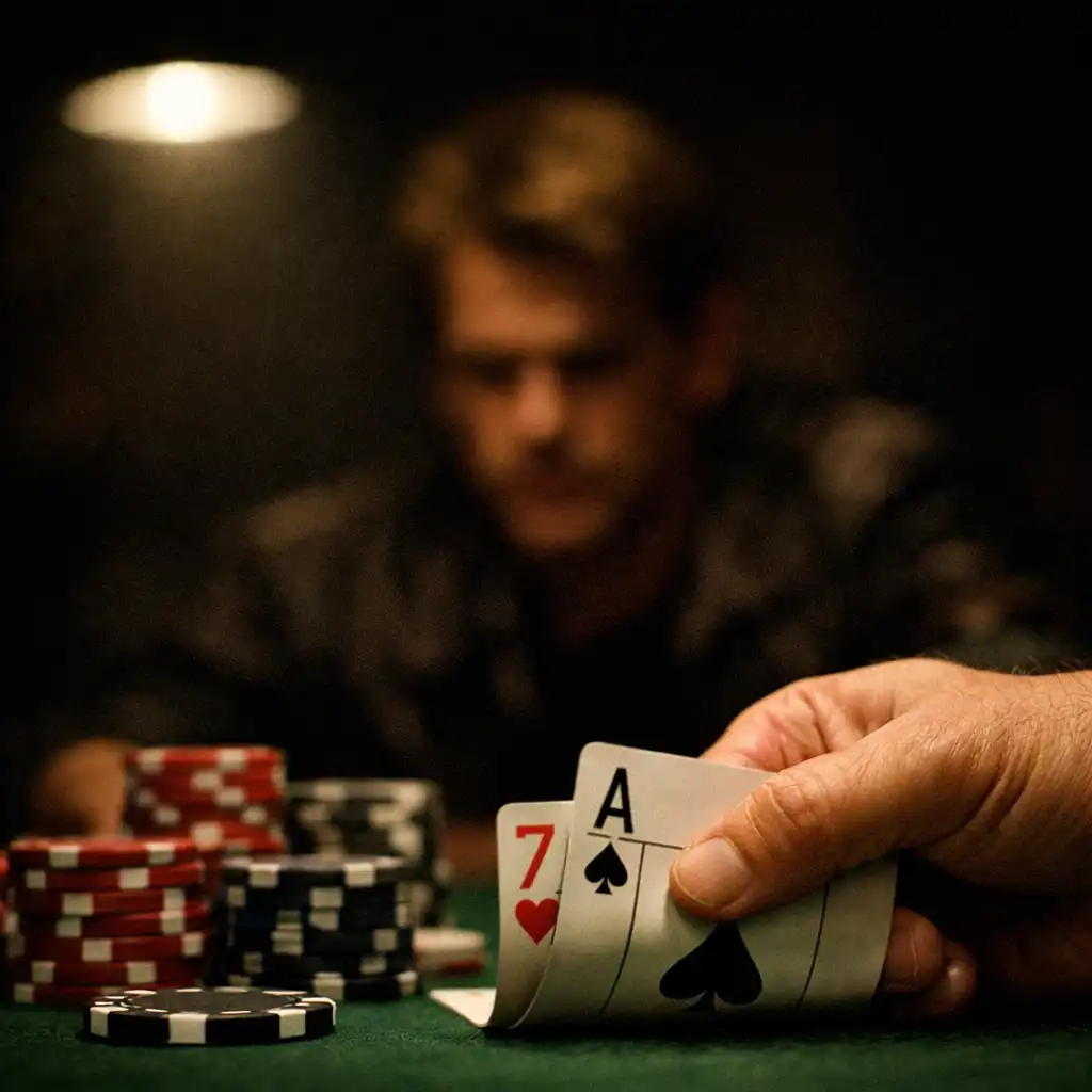 Close-up of a poker hand being dealt in Rounders