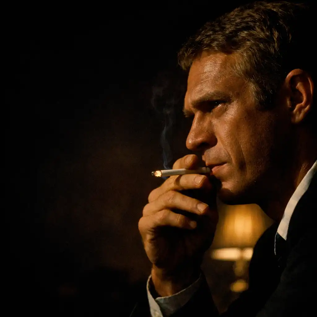 Steve McQueen in profile in The Cincinnati Kid