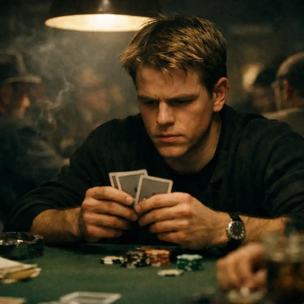 Rounders film still of a high-stakes poker game