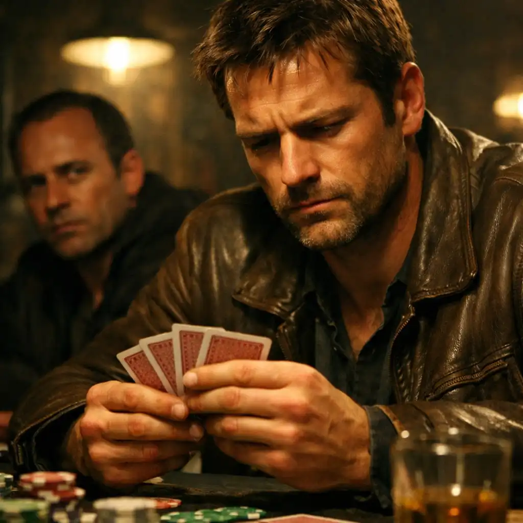 Two men in a dimly lit underground poker room in Rounders