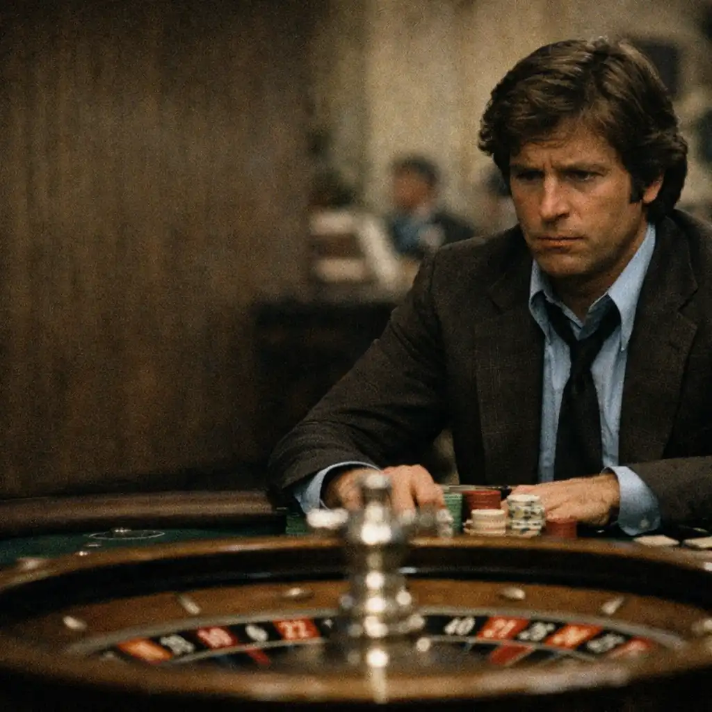 The Gambler film still of a man at a gambling table
